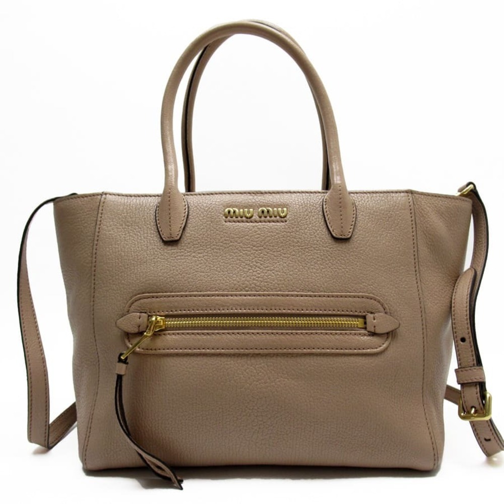 Miu Miu Handbag Madras Shoulder Bag Pink Leather